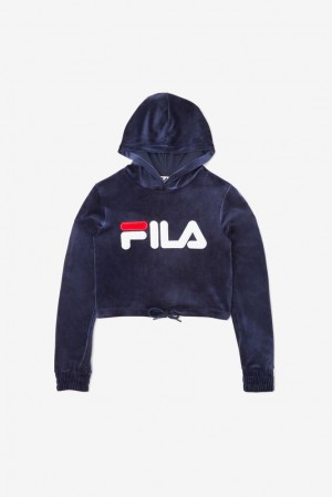 Fila Aitana Crop Velour Hoodie Blancas Rojas | MNIE76319