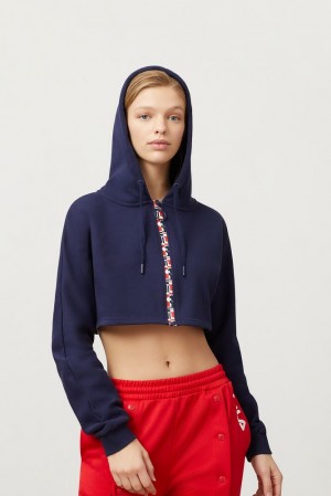 Fila Alexa Zip Crop Hoodie Peac/Cred/Wht | MDJT73259