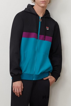 Fila Ambrose Hooded Wind Jacket Blk/Bbay/Grpj | LWXK89203