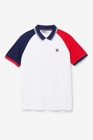 Fila Apollo Polo Blancas Azul Marino Rojas | XNEM39608