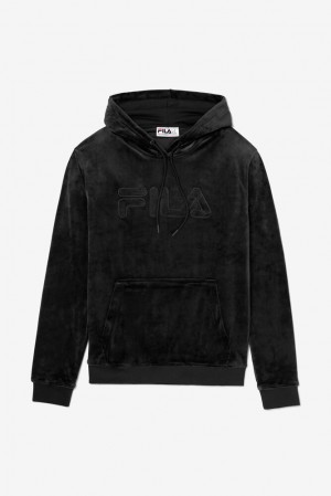 Fila Asher Velour Hoodie Negras | YZWL69073