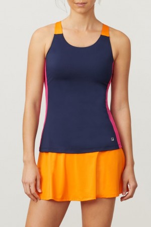 Fila Awning Colorblocked Tank Navy/Fprp/Orpl | LDUM95430