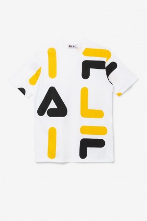 Fila Bennet Tee Blancas Amarillo Negras | XWEI91675