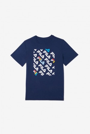 Fila Camden Printed Tee Azul Marino | MAQO23470