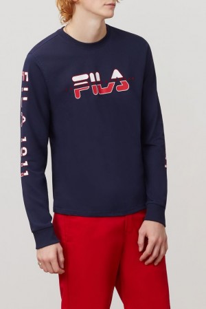 Fila Christophe Long Sleeve Tee Peac/Cred/Wht | UOWF45970