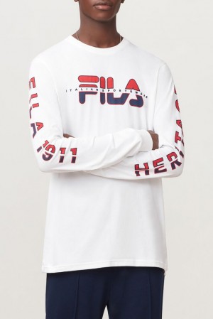 Fila Christophe Long Sleeve Tee Wht/Peac/Cred | YAZS52736