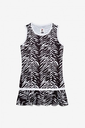 Fila Core Tennis Dress 002 Zebra / Whie | YXGQ18635