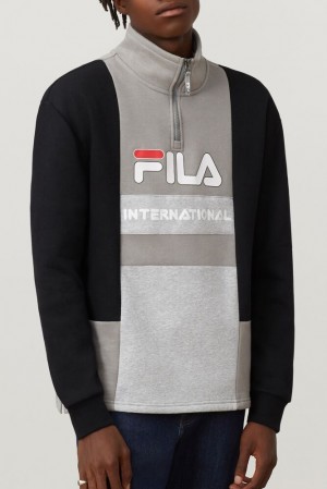 Fila Damiano Funnel Neck Sweatshirt Blk/Fgry/Lgrym | DZIX70465