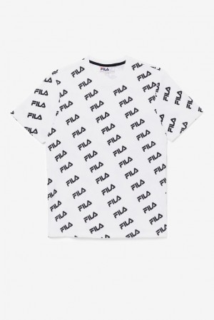 Fila Diagonal Logo Tee Blancas Negras | BLWJ61274