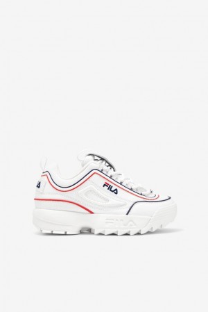 Fila Disruptor 2 Contrast Piping Sneakers Blancas Azul Marino Rojas | DYLF90316