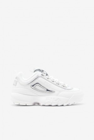 Fila Disruptor 2 Creased Metallic Sneakers Blancas Blancas Plateadas | AOLV54793