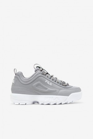 Fila Disruptor 2 Premium Sneakers Plateadas Blancas Blancas | ZYTQ56219