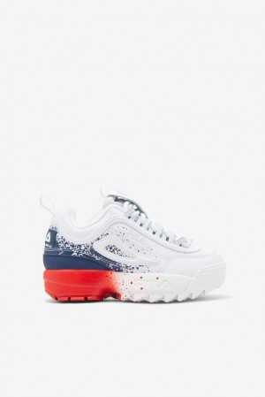 Fila Disruptor 2 Splatter Sneakers Blancas Azul Marino Rojas | THLO32570