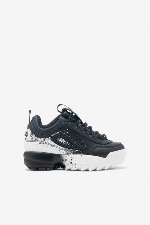 Fila Disruptor 2 Splatter Sneakers Negras Negras Blancas | NRUK30861