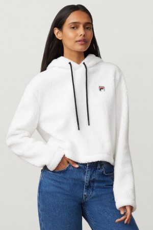 Fila Ember Crop Hoodie Wht/Blk/Mred | OXRS64032