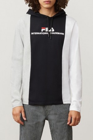 Fila Flavio Hooded Tee Blk/Lgrym/Wht | FCPG12953