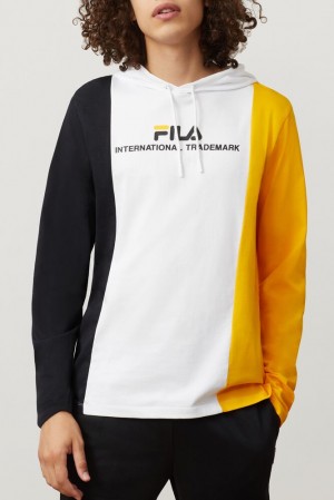 Fila Flavio Hooded Tee Wht/Blk/Gfus | TAVY62714