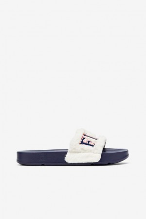 Fila Furry Drifter Collegiate Slide Sandals Azul Marino Rojas | ZPJW61029