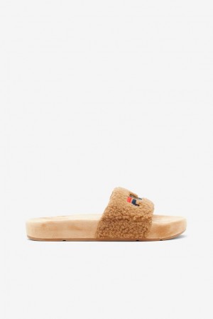 Fila Fuzzy Drifter Slide Sandals Beige Azul Marino Rojas | MUIL64507