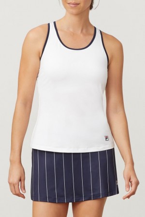 Fila Heritage Racerback Tank Wht/Navy/Plil | FIQC65309