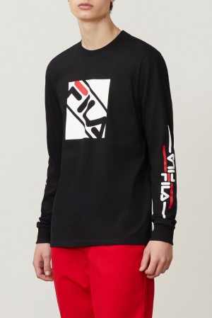 Fila Jaylen Long Sleeve Tee Blk/Wht/Cred | NPWC05193