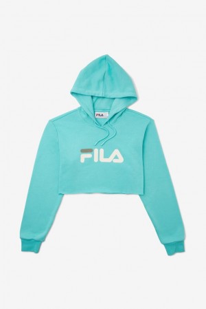 Fila Lalage Cropped Hoodie Azules Turquesa Blancas | NWBT86423