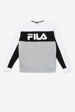 Fila Lesner Fleece Crew 100 Wht/Blk/Gryh | DKEU72938