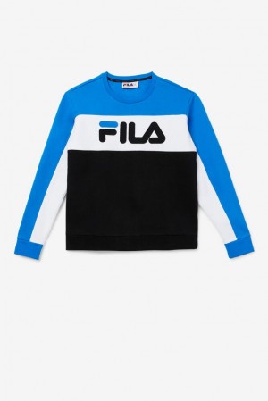 Fila Lesner Fleece Crew 916 Dblu/Wht/Blk | WEHI59273