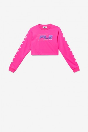 Fila Luigia Long Sleeve Cropped Tee Rosas | YHRP97168