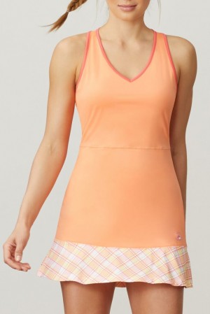 Fila Mad For Plaid Dress Coral | JWPF98642