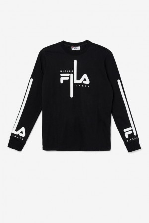 Fila Martino Long Sleeve Tee Negras Blancas | MRGE67203