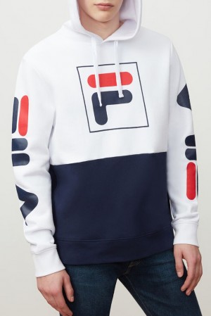 Fila Marzio Hoodie Blancas Azul Marino | UGFD94268