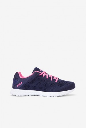 Fila Memory Techknit Slip And Water Resistant Shoe Casual Shoes Azul Marino Rosas Blancas | YJRF16837