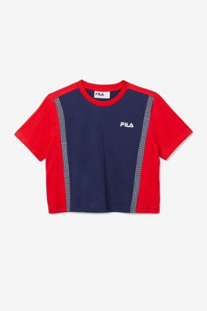 Fila Molly Color Block Tee Peac/Cred/Wht | DFTN07421