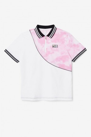 Fila Msgm X Fila Printed Polo Rosas Blancas Negras | XEOA38457