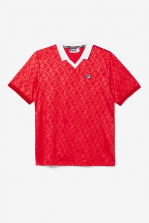 Fila Paxton Johnny Collar Polo Rojas Blancas | OCPK28159