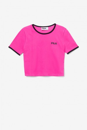 Fila Perla Crop Top Rosas Negras | CTQR42759