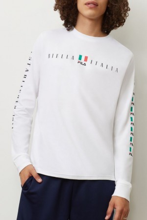 Fila Petrelli Long Sleeve Tee Wht/Blk/Cred | PUHV46710