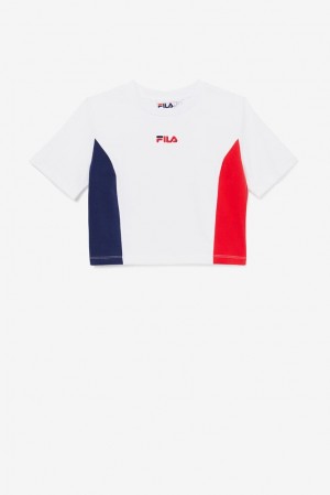 Fila Piera Crop Top Blancas Rojas | CTAK08534