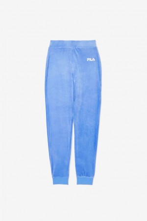 Fila Sara Velour Jogger Azules Blancas | TFNK57392