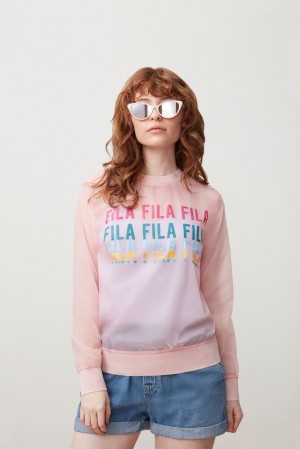 Fila Sol Sheer Woven Sweatshirt Pkchk/Fprp | JGLE97541