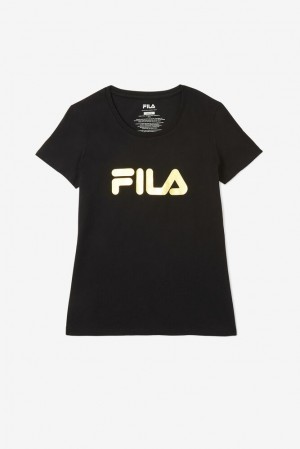 Fila Solid Gold Logo Tee Negras | ALGW23749