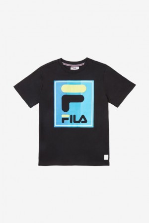 Fila Tavares Tee Negras | YVBD48061