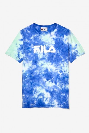 Fila Tie Dye Fila Logo Tee Azules Verde Blancas | SXLW67485