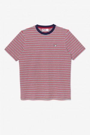 Fila Tux Striped Tee 410 Peacoat | DEVI56187