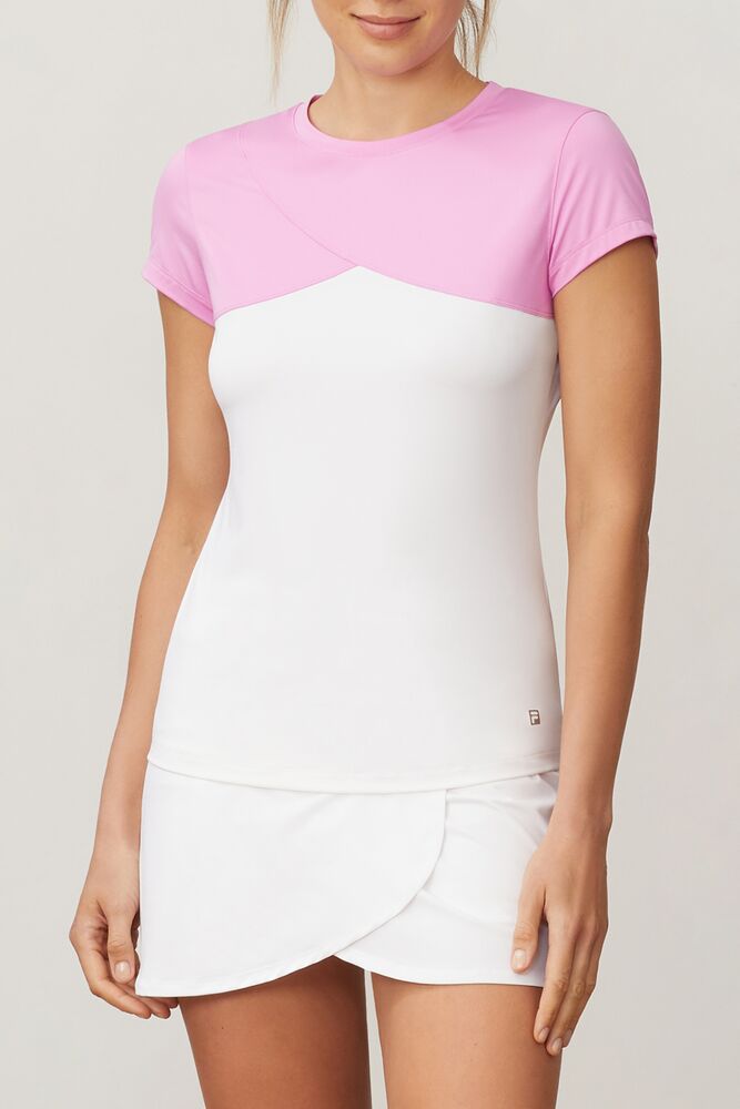 Fila 30 Love Petal Cap Sleeve Tee Wht/Cycl | HKDR63285