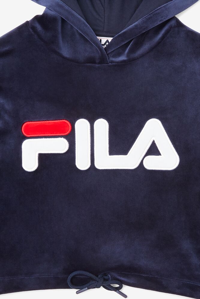 Fila Aitana Crop Velour Hoodie Blancas Rojas | ZWEN68412