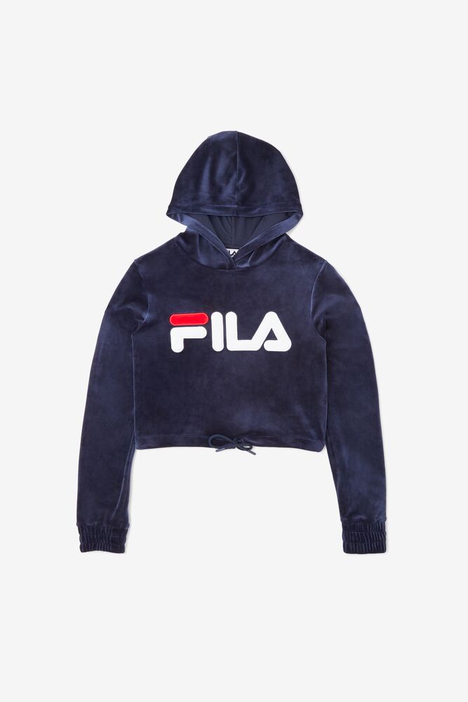 Fila Aitana Crop Velour Hoodie Blancas Rojas | ZWEN68412