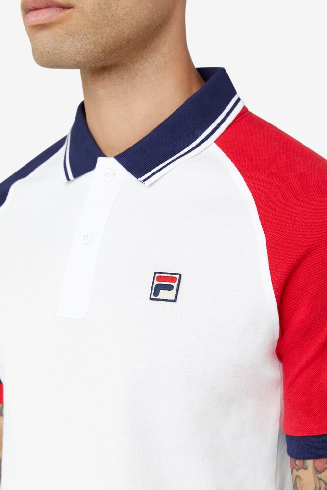 Fila Apollo Polo Blancas Azul Marino Rojas | LRPX07462