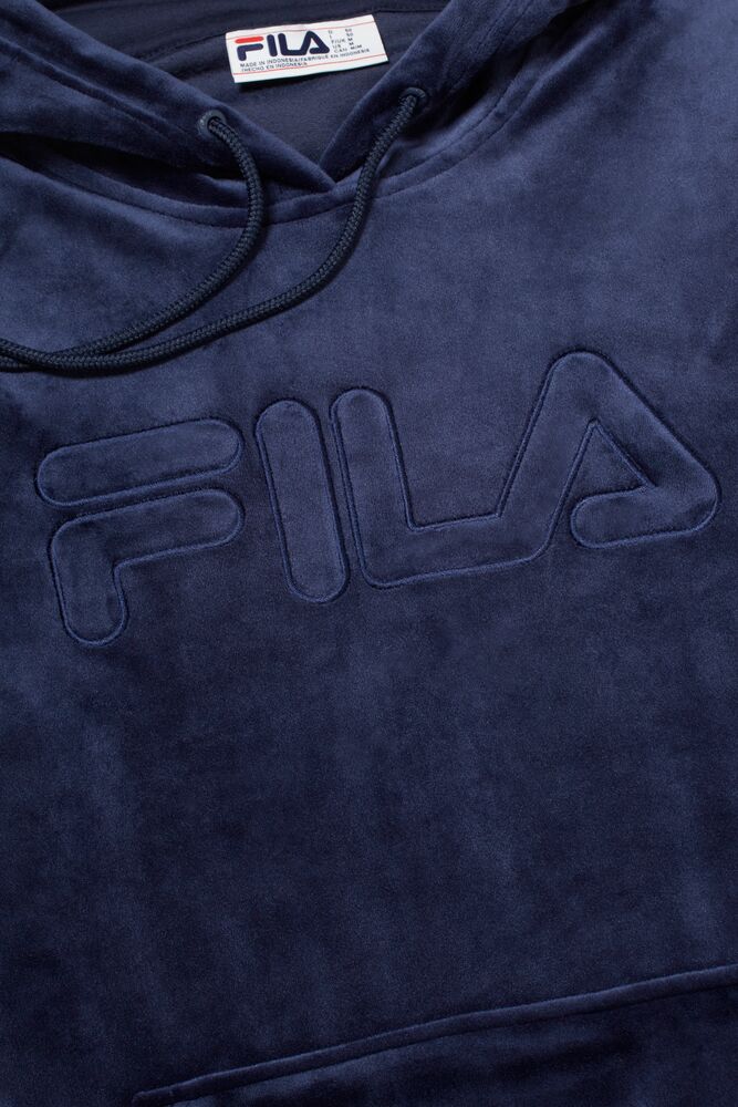 Fila Asher Velour Hoodie 410 Peacoat | DYNS61940